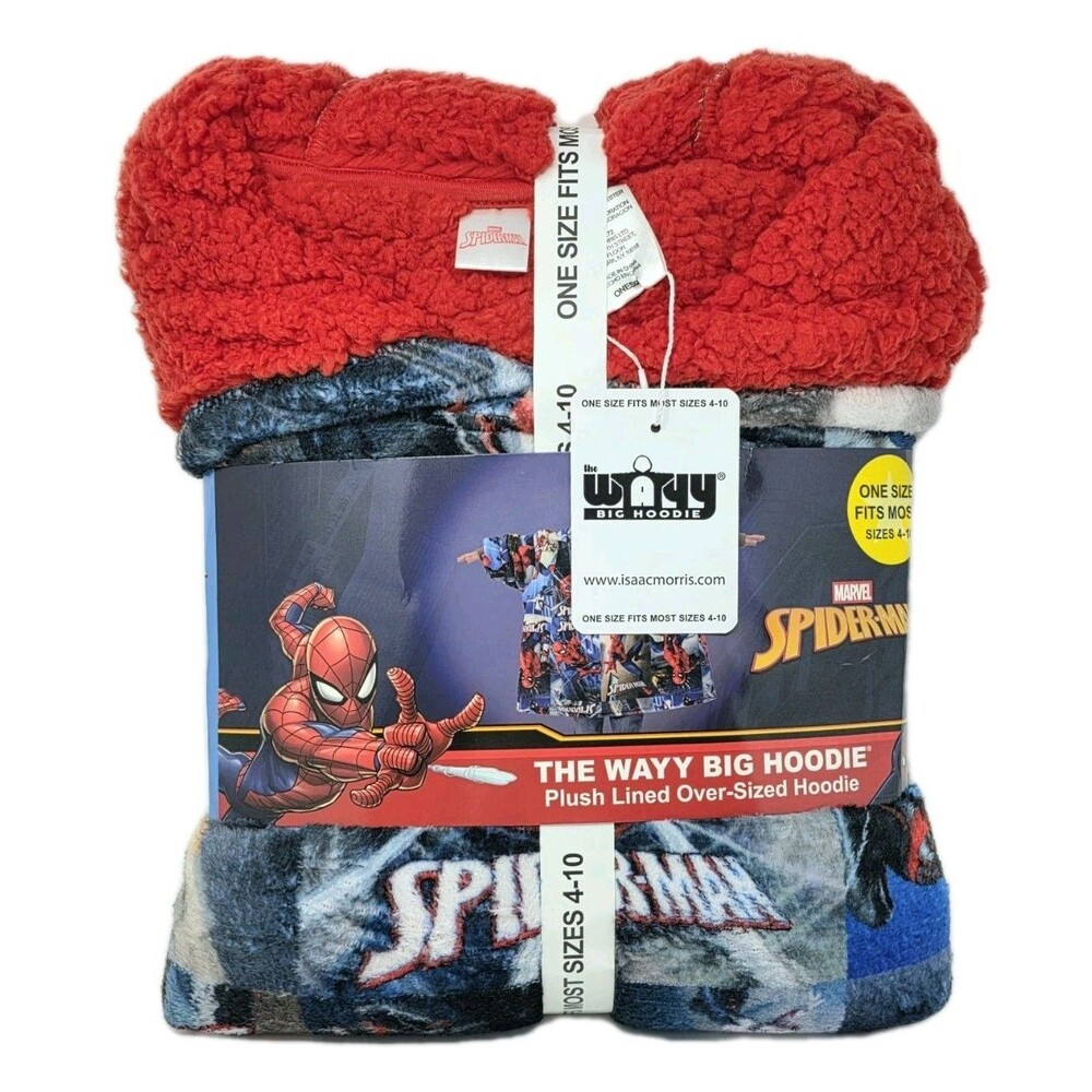 Marvel Spiderman Kid's WAYY BIG HOODIE Oversized Plush Fleece Fits Sizes 4-10